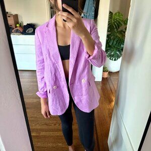 Mango Lilac Linen Blazer